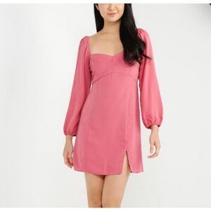 Abercrombie & Fitch Pink Long Sleeve Corset Seamed Smocked Back Dress Size XS